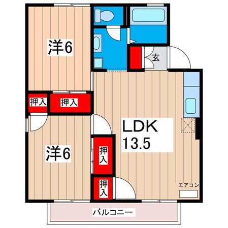 セジュール・フジサクＢの物件間取画像